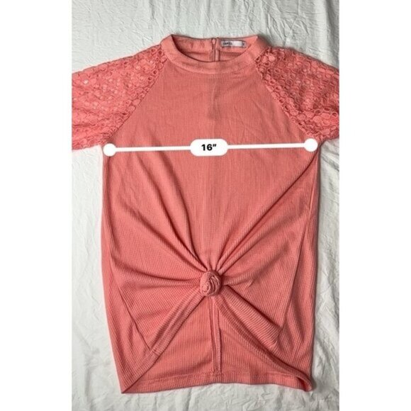 3 for $15 Miholl Coral Long Sleeve Lace Knit Top, Tie Front , NWT Size Small - Picture 9 of 10